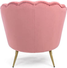 Carica l'immagine nel visualizzatore di Gallery, Sedam Poltrona Conchiglia in velluto tortora imbottita gambe oro design vintage comoda e confortevole