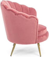 Carica l'immagine nel visualizzatore di Gallery, Sedam Poltrona Conchiglia in velluto tortora imbottita gambe oro design vintage comoda e confortevole